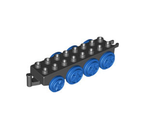 Duplo Schwarz Zugbasis 2 x 8 mit Blau Räder (59131 / 64671)