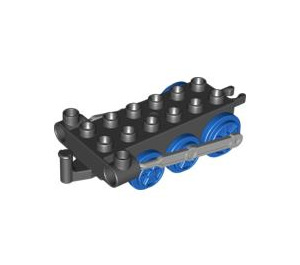 Duplo Black Train Chassis with Blue Wheels (64665)