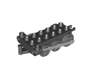 Duplo Zwart Trein Chassis met Dark Stone Grijs Wielen (64665 / 73354)