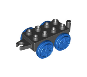 Дупло чорний поїзд Вагон 2 x 4 з Синій Колеса (54804)