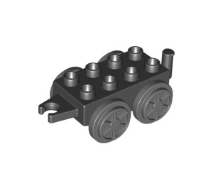 Duplo Noir Train Wagon 2 x 4 avec Dark Stone Gris roues (54804)