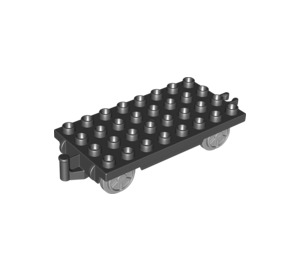 Duplo Nero Treno Carro 4 x 8 con Moveable Gancio (64666 / 76349)