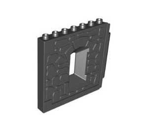 Duplo Zwart Muur 1 x 8 x 6 met Venster en Steen Patroon (51697)