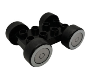 Duplo Black Wheel Base with Black Tires and Silver Wheels (88784)