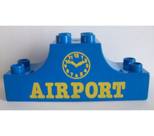 Duplo Blue Bow 2 x 6 x 2 with "Airport" and Clock (4197)