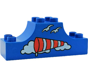 Duplo Blue Bow 2 x 6 x 2 with Windsock, Clouds and Birds (4197)