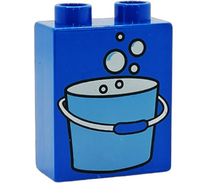Duplo Bleu Brique 1 x 2 x 2 avec Seau of Water et Bubbles sans tube à l'intérieur (4066)