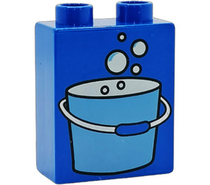 Duplo Blue Brick 1 x 2 x 2 with Bucket of Water and Bubbles without Bottom Tube (4066 / 43677)