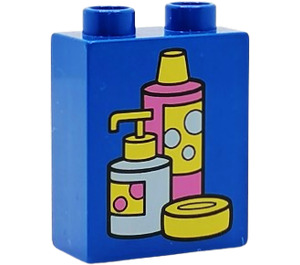 Duplo Blauw Steen 1 x 2 x 2 met Shampoo en Soap Containers zonder buis aan de onderzijde (4066)