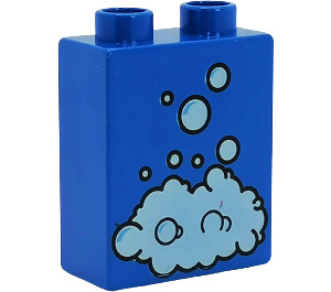 Duplo Blue Brick 1 x 2 x 2 with Soap Bubbles without Bottom Tube (4066 / 41377)