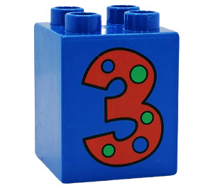 Duplo Blue Brick 2 x 2 x 2 with "3" (31110)