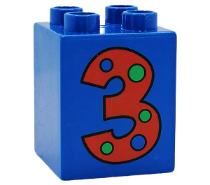 Duplo Bleu Brique 2 x 2 x 2 avec "3" (31110)