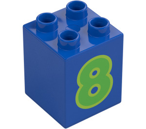 Duplo Blå Kloss 2 x 2 x 2 med '8' (13171 / 28938)