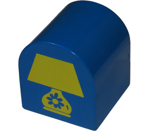 Duplo Blauw Steen 2 x 2 x 2 met Gebogen bovenkant met Lamp (3664)