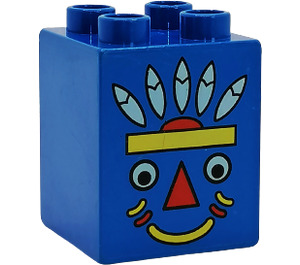 Duplo Blå Klods 2 x 2 x 2 med totem pole Ansigt (31110)