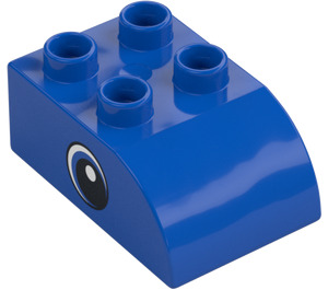 Duplo Blue Brick 2 x 3 with Curved Top with Eye with Large White Spot (37389 / 37394)