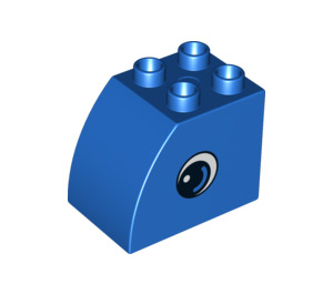 Duplo Sininen Palikka 2 x 3 x 2 jossa Kaareva Sivu jossa Silmät (11344 / 13870)