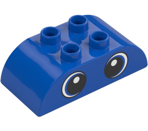 Duplo Blue Brick 2 x 4 with Curved Sides with Blue eyes (67332 / 98223)