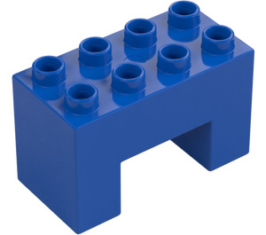 Duplo Blå Kloss 2 x 4 x 2 med 2 x 2 Skära ut på Botten (6394)