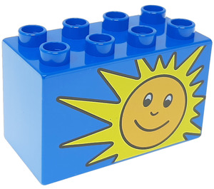 Duplo Blau Stein 2 x 4 x 2 mit Happy Gelb Sun (31111 / 82875)