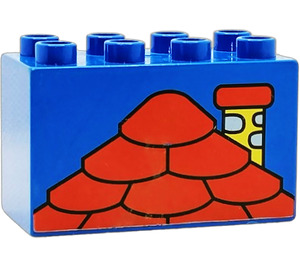 Duplo Blue Brick 2 x 4 x 2 with red roof (31111)