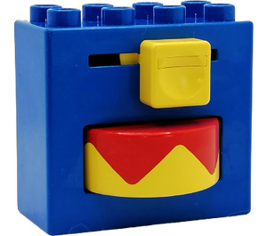 Duplo Blue Brick 2 x 4 x 3 with Red/Yellow Rotating Disc and Yellow Handle