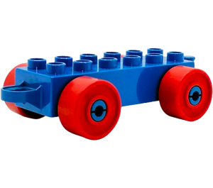 Duplo Blue Car Chassis 2 x 6 with Red wheels (Closed Hitch)