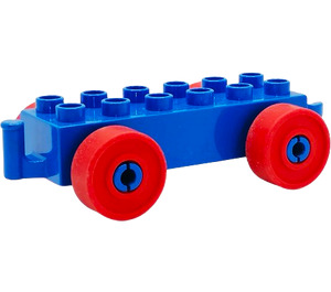 Duplo Blue Car Chassis 2 x 6 with Red Wheels (Open Hitch) (14639 / 74656)