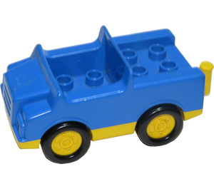 Duplo Blue Car with Yellow Base and Tow Bar (2218)