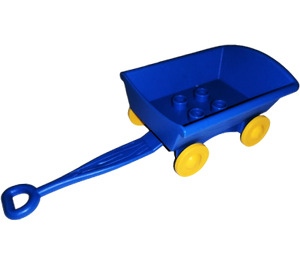 Duplo Blue Hand Wagon with Yellow Wheels