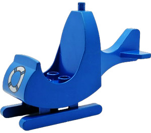 Duplo Blue Helicopter Body with attached skids