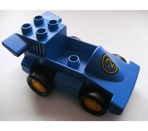 Duplo Blue Race Car With 1 Stud Seat