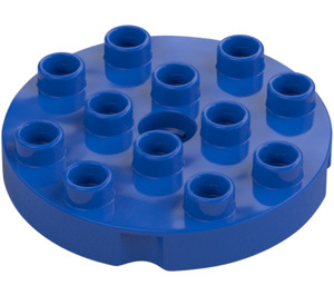 Duplo Bleu Rond assiette 4 x 4 avec Trou et Verrouillage Crêtes (98222)