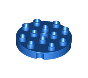 Duplo Blue Round Plate 4 x 4 with Hole and Locking Ridges (98222)