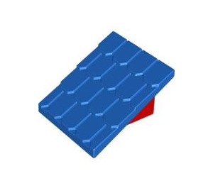 Duplo Blue Shingled Roof with Red Base 2 x 4 x 2 (4860 / 73566)
