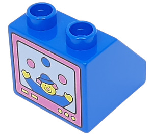 Duplo Blauw Helling 2 x 2 x 1.5 (45°) met TV Clown (6474 / 82164)