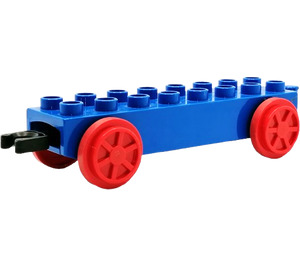 Duplo Blue Train Carriage x with Red Wheels and Movable Hook