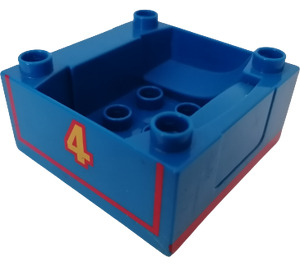 Duplo Blue Train Compartment 4 x 4 x 1.5 with Seat with Gordon '4' (51547)