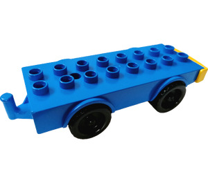 Duplo Blue Vehicle Truck 4 x 8 with 4 Black Wheels and Yellow Undercarriage