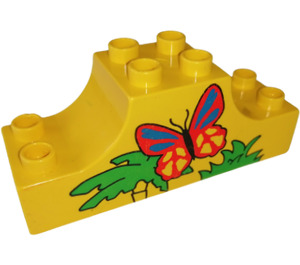 Duplo Bow 2 x 6 x 2 with Butterfly, Grass and Tree Pattern (4197)