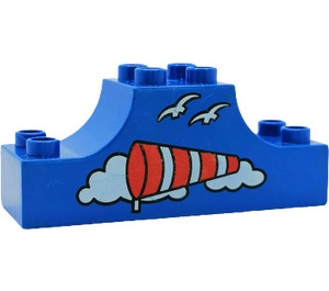 Duplo Bow 2 x 6 x 2 with Windsock, Clouds and Birds (4197)