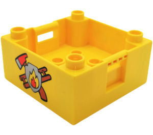 Duplo Box with Handle 4 x 4 x 1.5 with Fire Logo (47423)