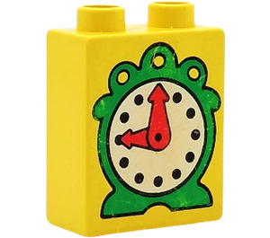 Duplo Kloss 1 x 2 x 2 med Clock Ansikte utan bottenrör (4066)