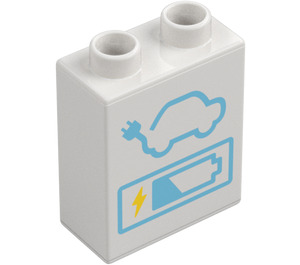 Duplo Brick 1 x 2 x 2 with Electric Charging Point and Battery Power Indicator with Bottom Tube (15847 / 77947)