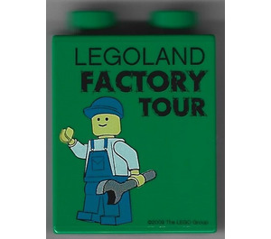 Duplo Brick 1 x 2 x 2 with Factory Tour with Minifigure Holding Wrench without Bottom Tube (4066)