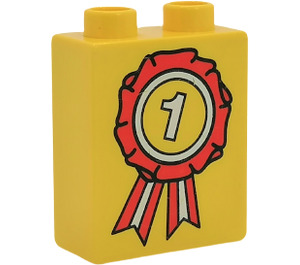 Duplo Brick 1 x 2 x 2 with First Place Rosette without Bottom Tube (4066)