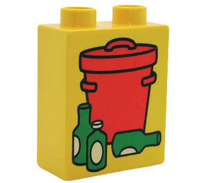 Duplo Brick 1 x 2 x 2 with Garbage Can with Wide Handle and Bottles without Bottom Tube (4066)