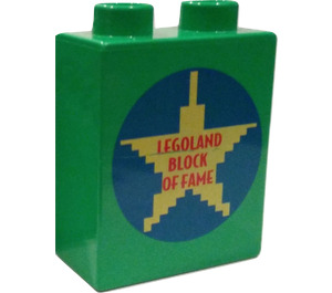 Duplo Brick 1 x 2 x 2 with Legoland Block of Fame without Bottom Tube (4066)