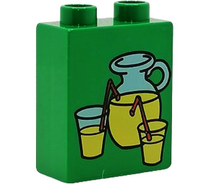 Duplo Brick 1 x 2 x 2 with Lemonade Pitcher and Glasses without Bottom Tube (4066)