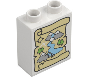 Duplo Brick 1 x 2 x 2 with Map scroll with river and mountains with Bottom Tube (15847 / 101553)